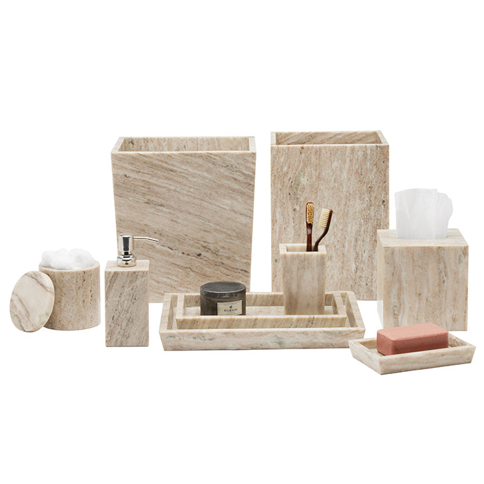 Athlone Marble Rectangle Waste Basket (Beige)