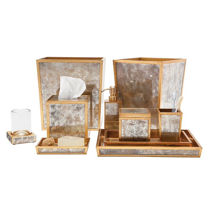 Atwater Antiqued Mirror Tissue Box (Antique Gold)