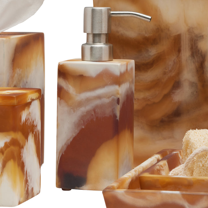 Bahia Resin Swirled Bathroom Accessories (Amber)
