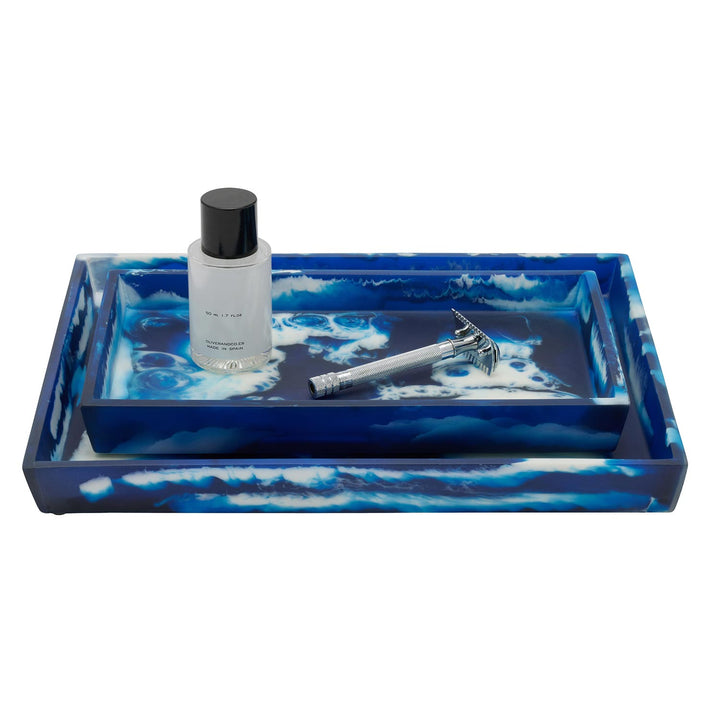 Bahia Resin Swirled Bathroom Accessories (Blue)