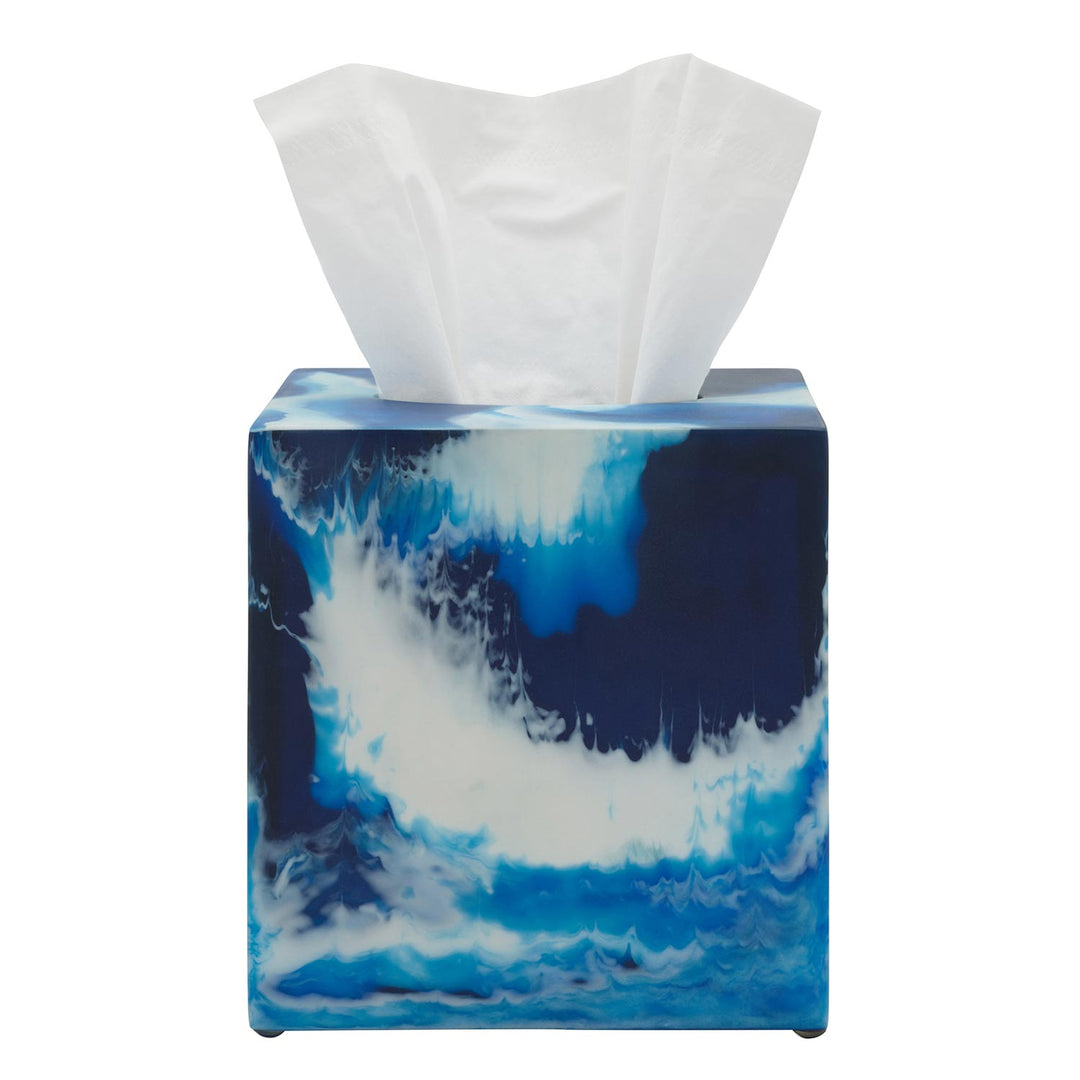 Bahia Resin Swirled Tissue Box Cover (Blue)