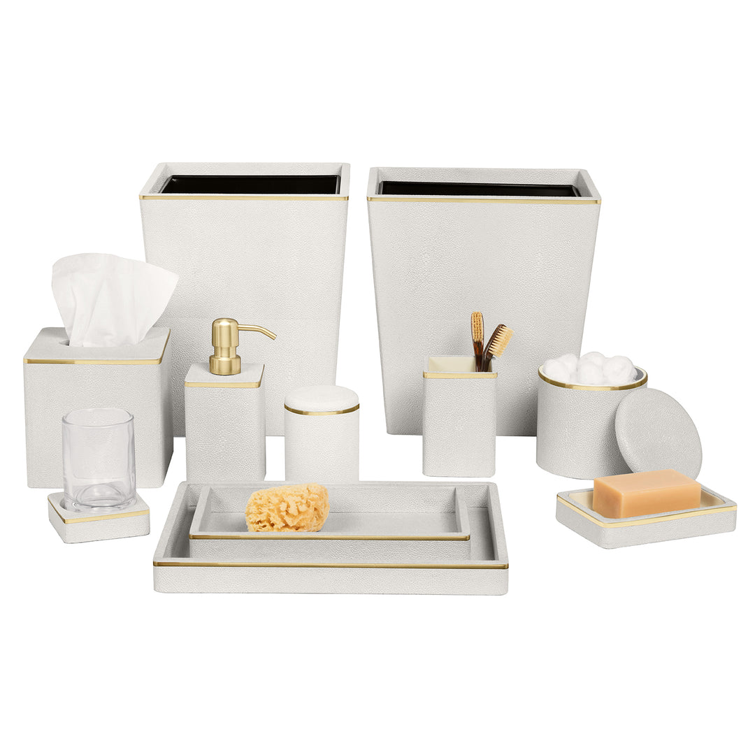 Bradford Faux Shagreen Bathroom Accessories (Blanc/Gold)