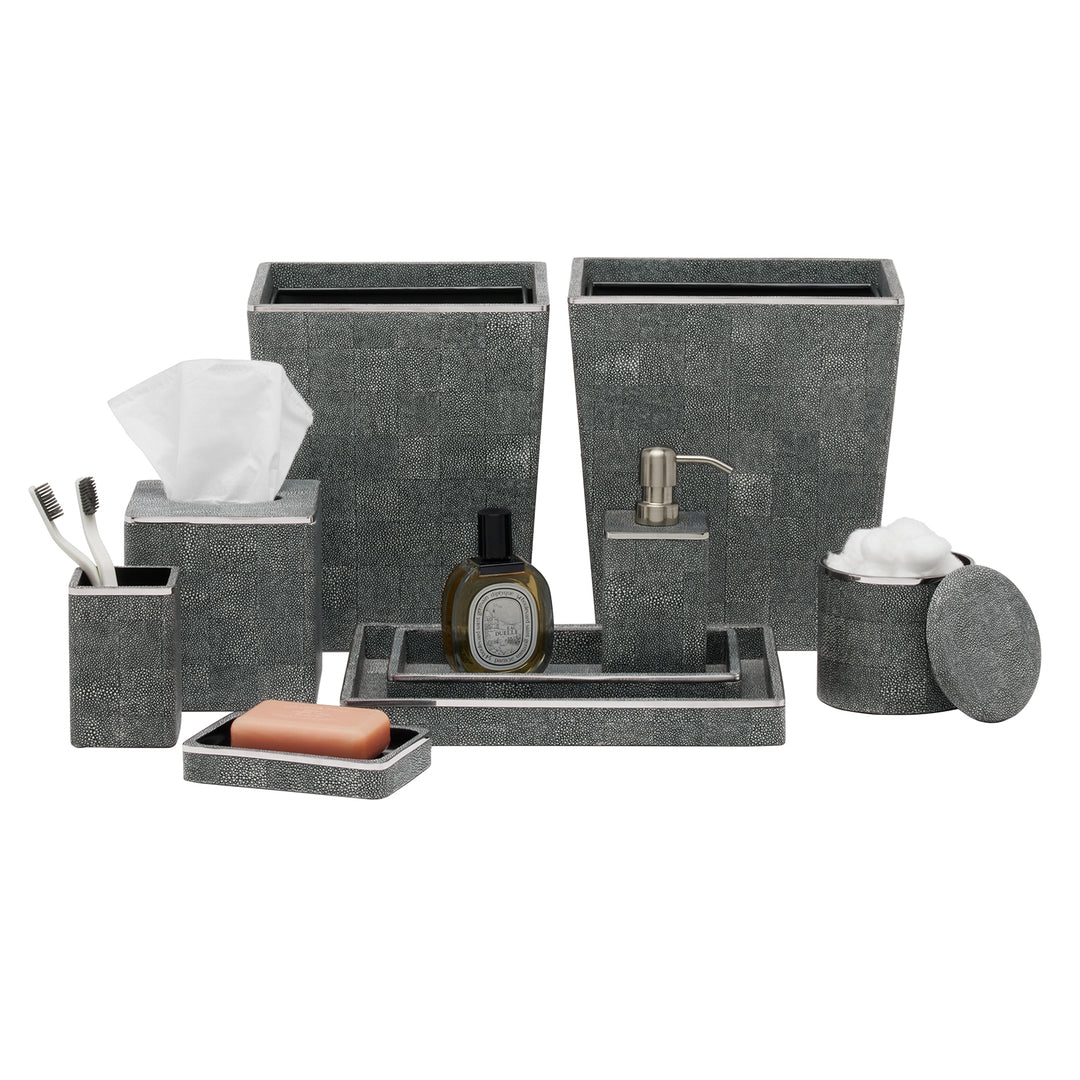 Bradford Faux Shagreen Brush Holder (Cool Gray/Silver)