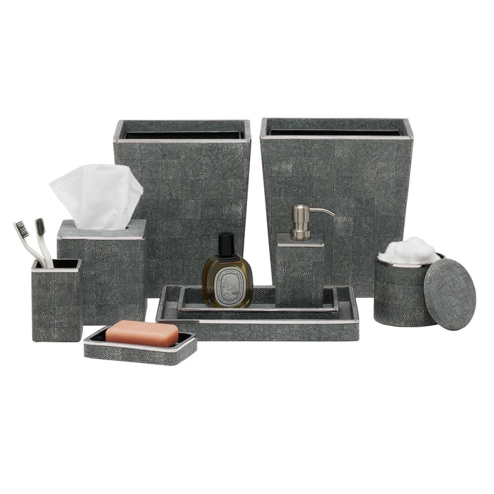 Bradford Faux Shagreen Brush Holder (Cool Gray/Silver)