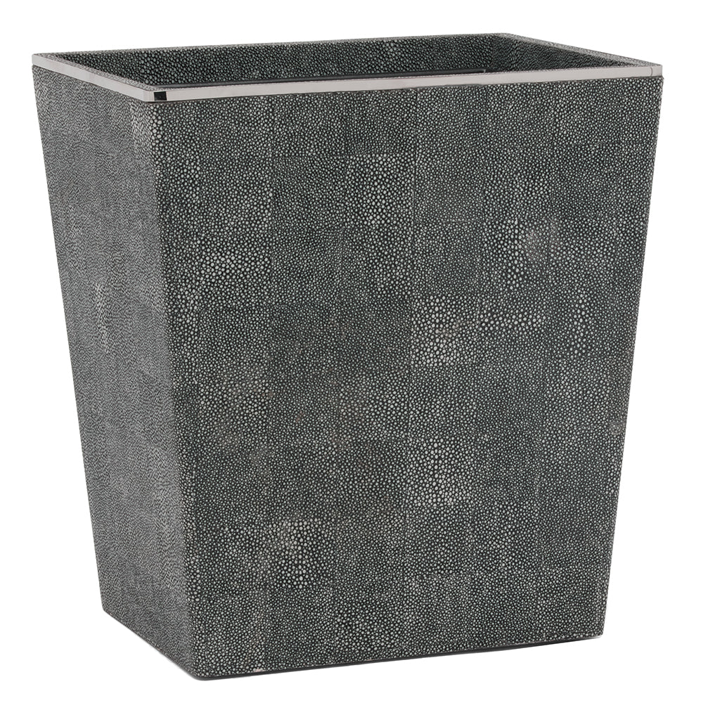 Bradford Faux Shagreen Rectangle Waste Basket (Cool Gray/Silver)