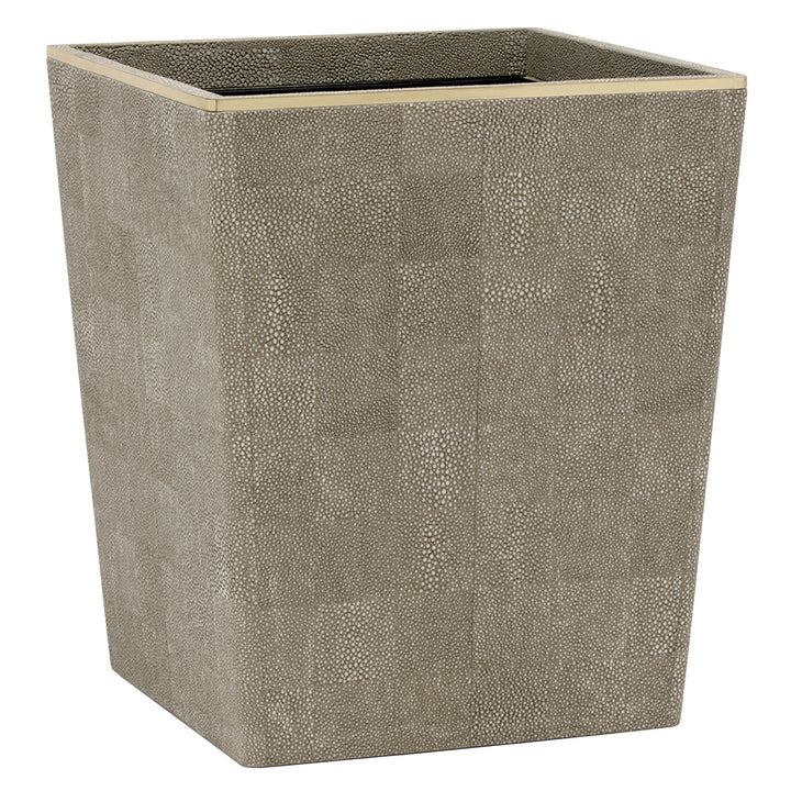 Bradford Faux Shagreen Square Waste Basket (Sand/Gold)