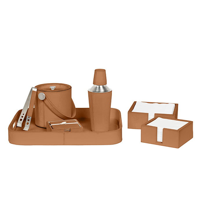Brisbane Cognac Marine Leather Luncheon Napkin Holder Set of 2