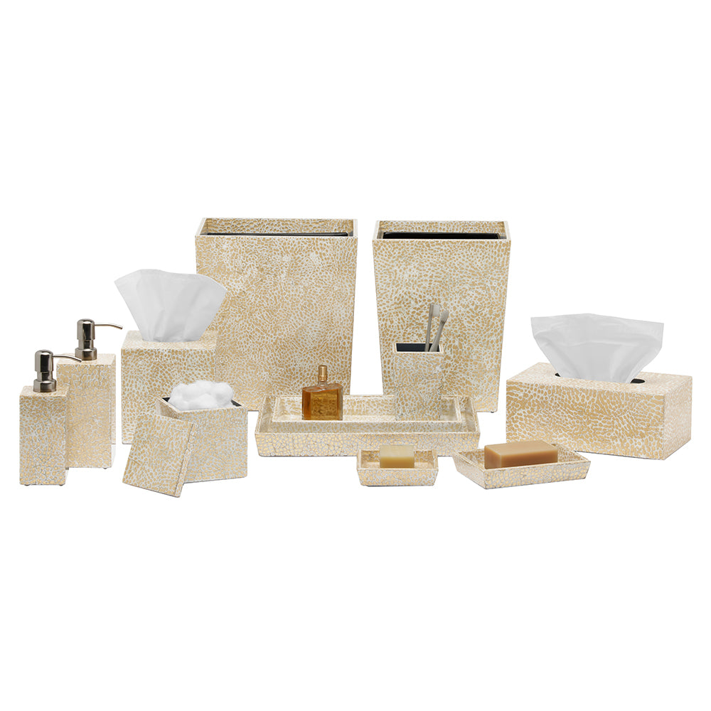 Callas Lacquered Square Waste Basket (Gold/White)