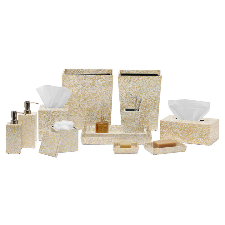 Callas Lacquered Square Waste Basket (Gold/White)