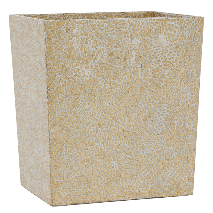 Callas Lacquered Rectangle Waste Basket (Gold/White)