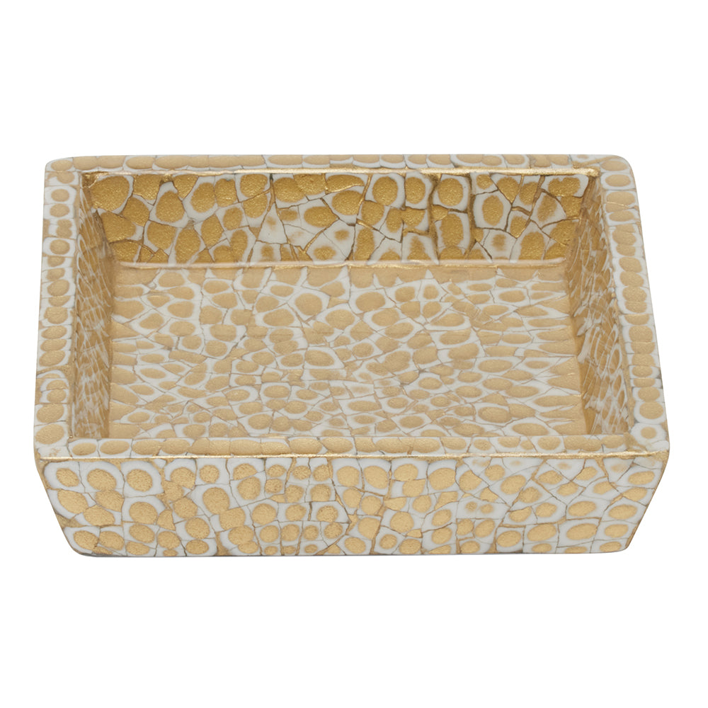 Callas Lacquered Soap Dish, Square (Gold/White)