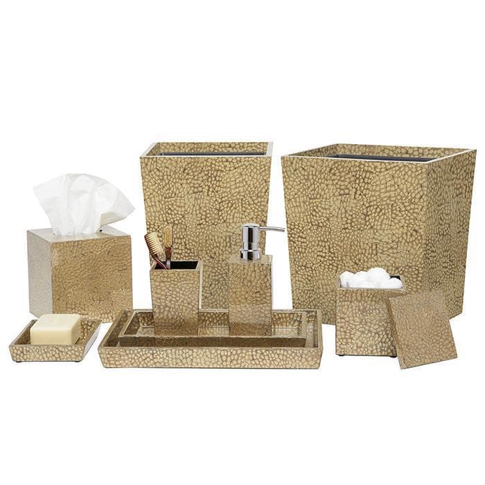 Callas Lacquered Eggshell Square Waste Basket (Gold)
