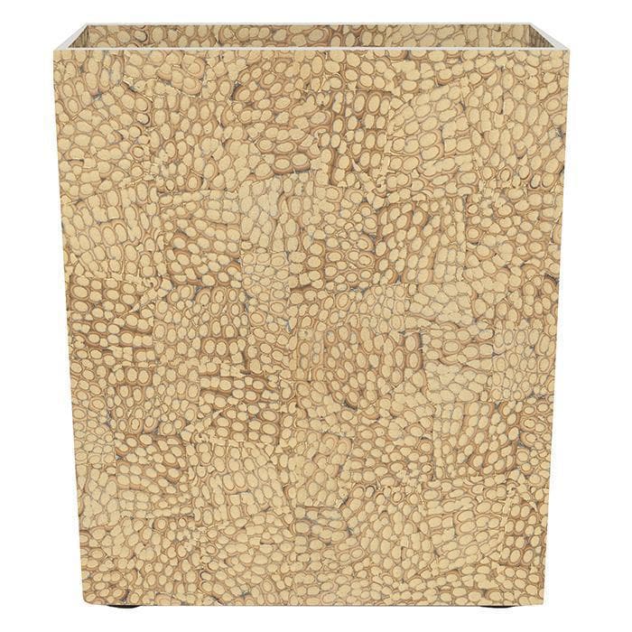 Callas Lacquered Eggshell Rectangle Waste Basket (Gold)