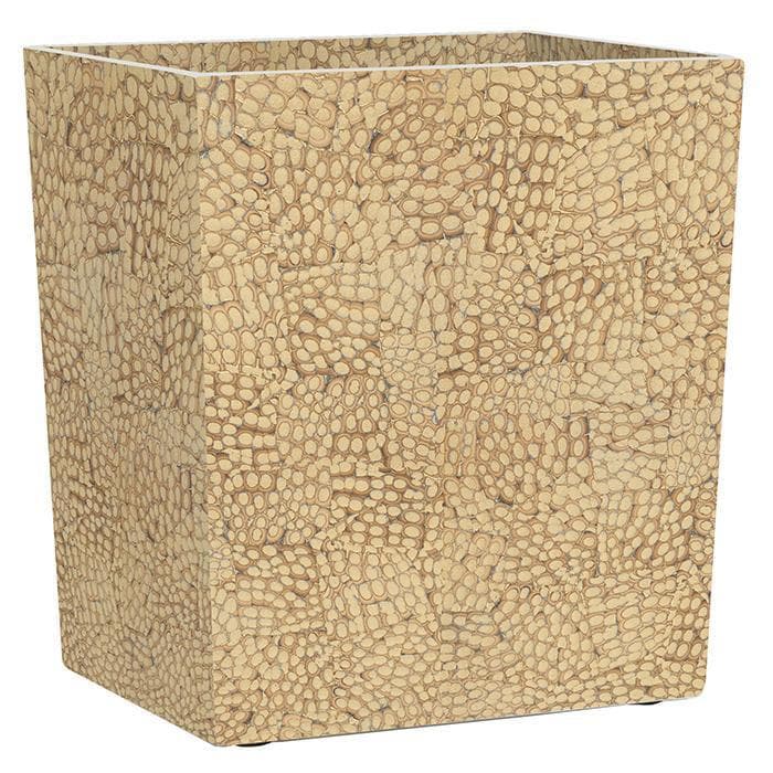 Callas Lacquered Eggshell Rectangle Waste Basket (Gold)