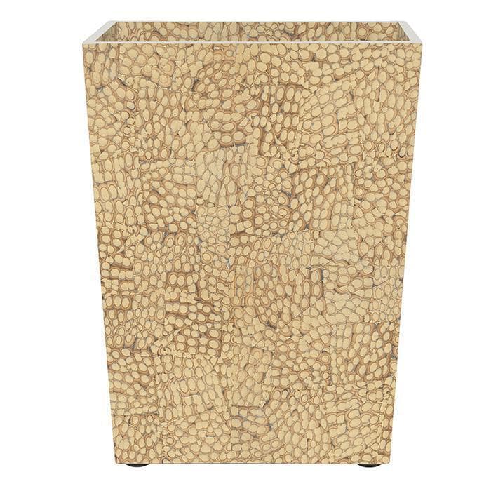 Callas Lacquered Eggshell Square Waste Basket (Gold)
