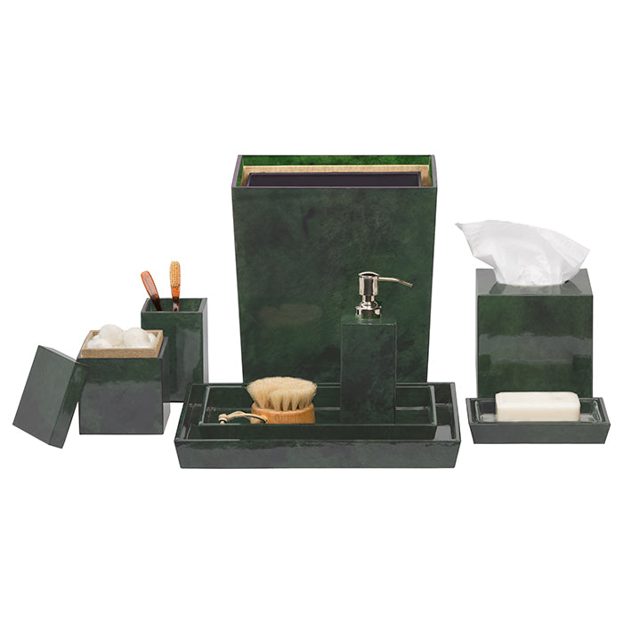 Carlow Faux Vellum Canister (Emerald Gloss)