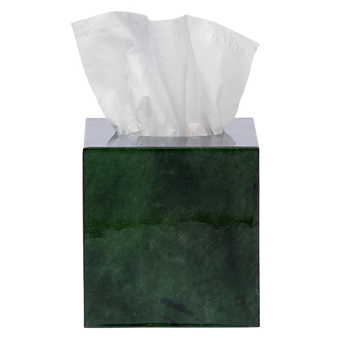 Carlow Faux Vellum Tissue Box (Emerald Gloss)