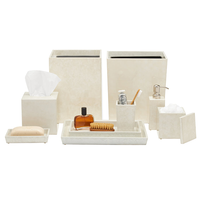 Charlotte White Burl Resin Square Waste Basket