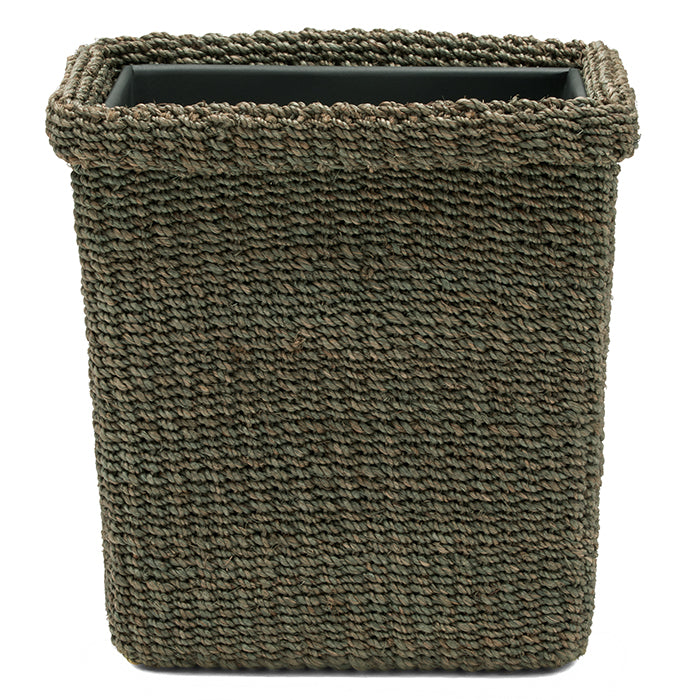 Chelston Abaca Rectangular Waste Basket, Tapered (Lava Slate)