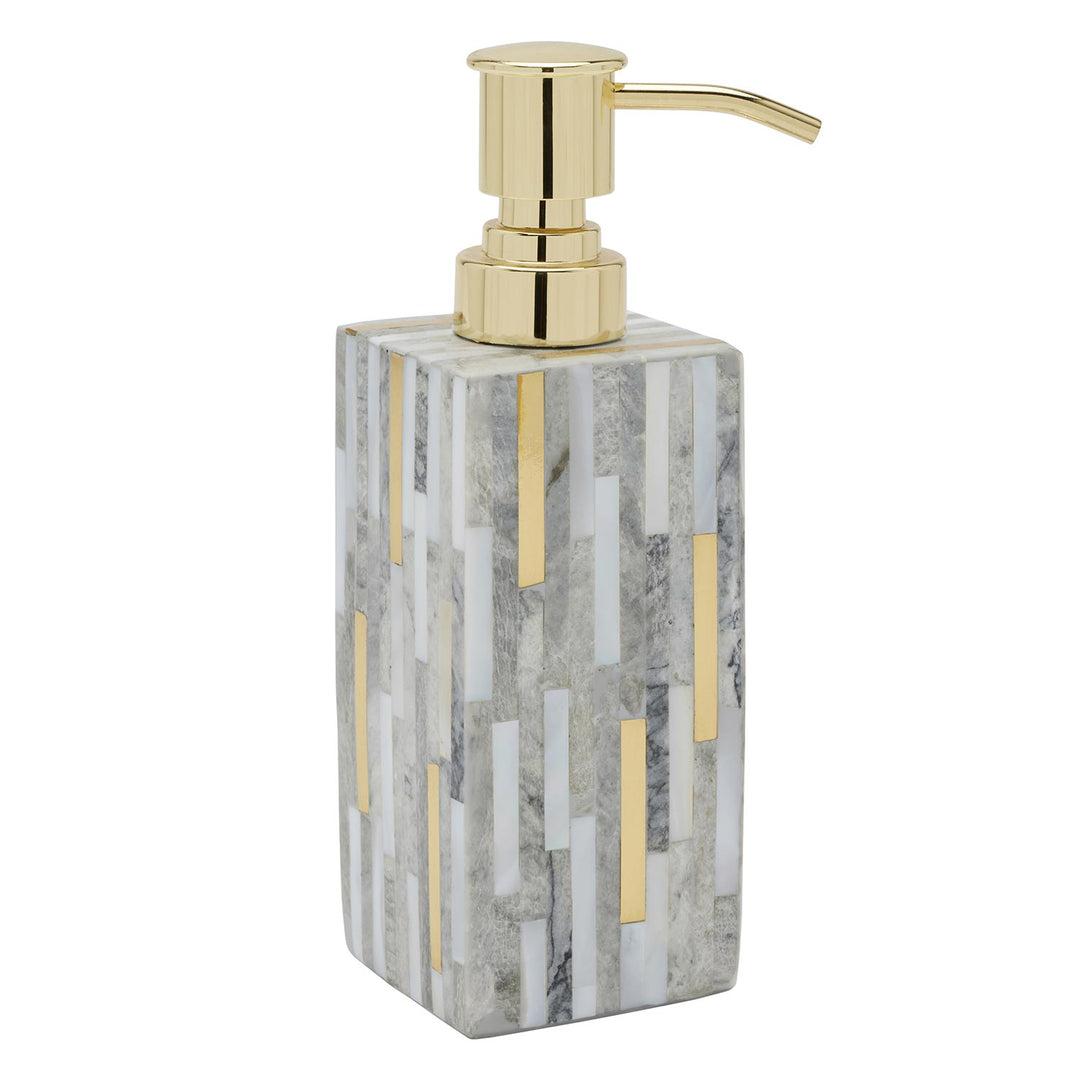 Cortona Clamstone Soap Dispenser (Gray Shell/Brass)