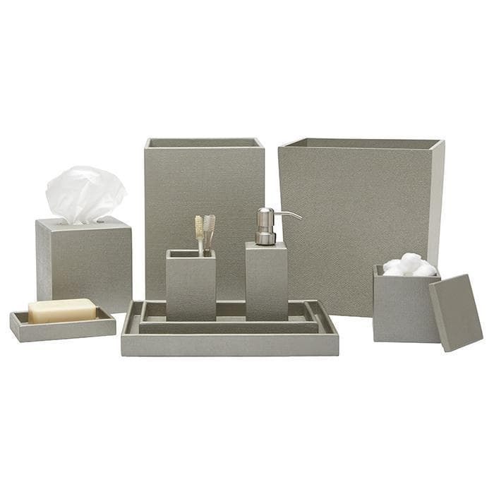 Dannes Faux Belgian Linen Square Waste Basket (Light Gray)