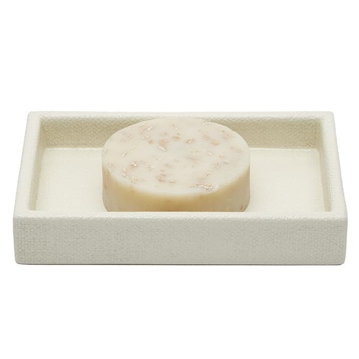 Dannes Faux Belgian Linen Soap Dish (White)
