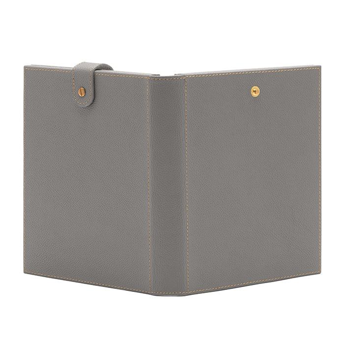 Dessie Full-Grain Leather Double Frame 4x6 (Dark Gray)