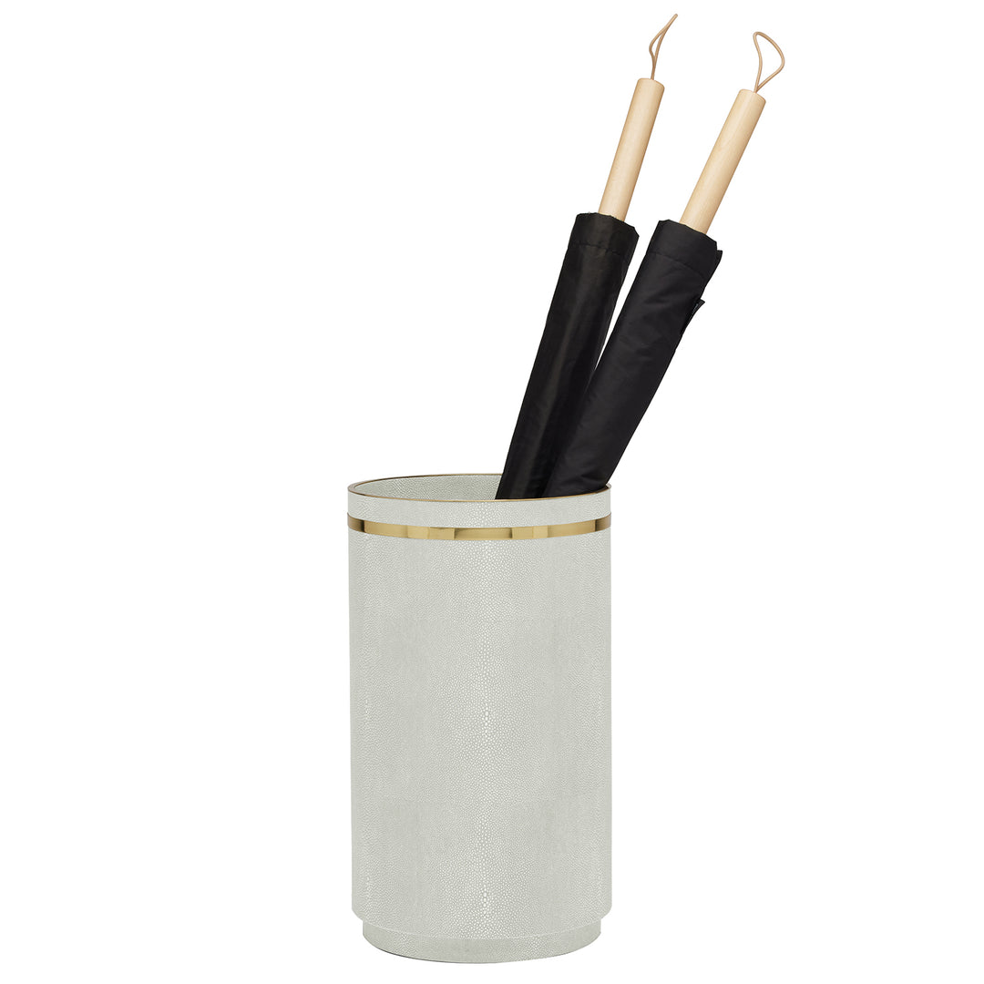Dorval Faux Shagreen Umbrella Stand (Blanc)