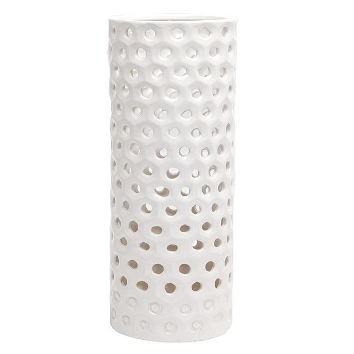 Edmonton Ceramic Umbrella Stand (Glossy White) - Large