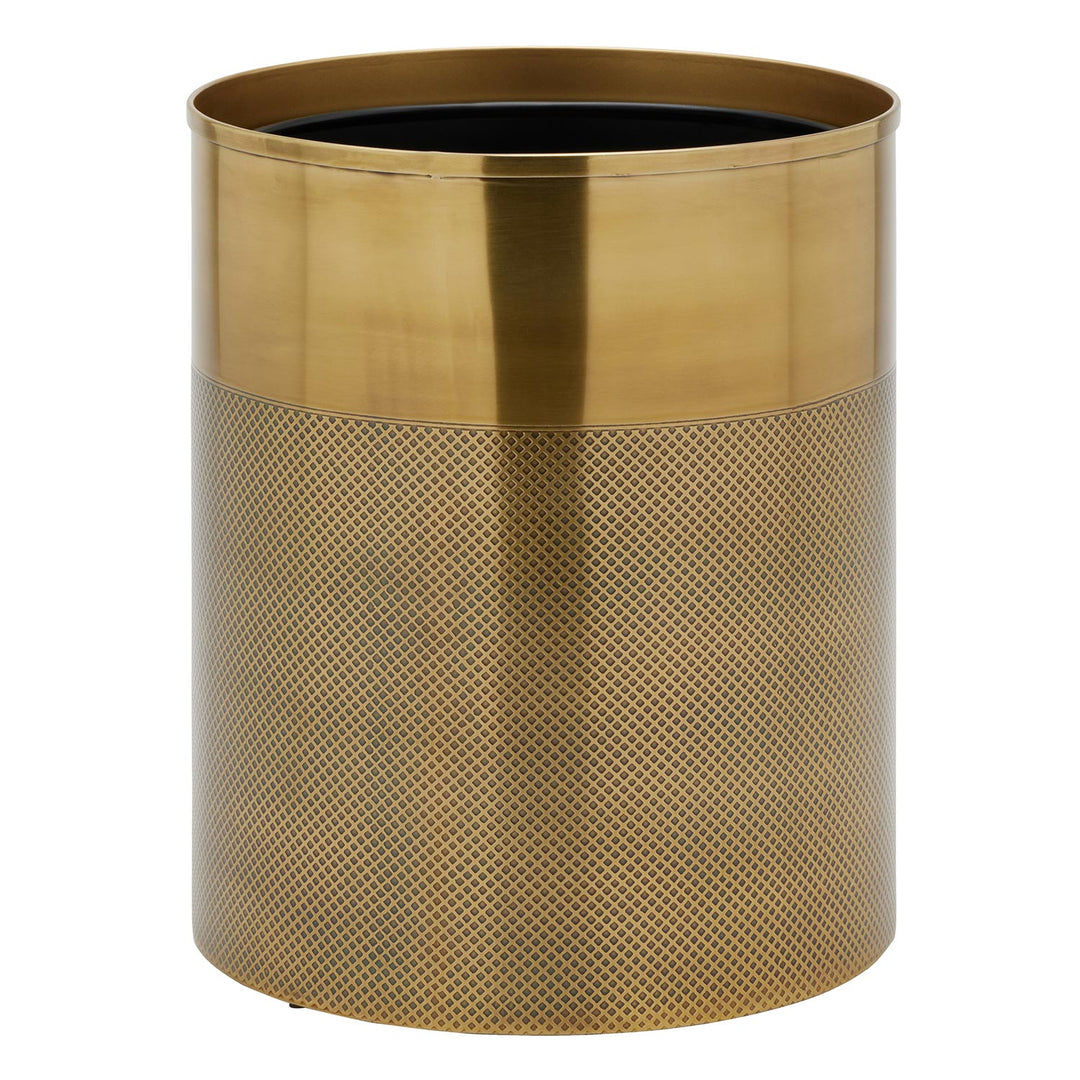 Hagen Stainless Steel Round Wastebasket (Antique Brass)