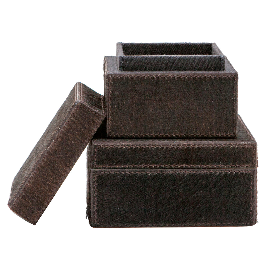 Hyde Hair-On-Hide Round Canisters, Set of 2 (Brown)