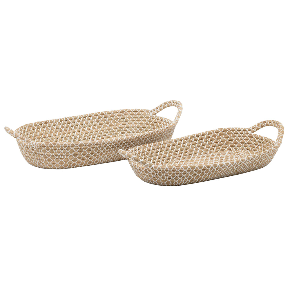 Kendari Natural White/Natural Seagrass Nested Oval Baskets Set/2