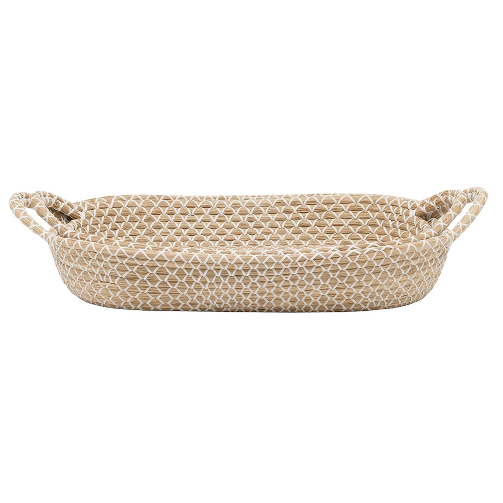 Kendari Natural White/Natural Seagrass Nested Oval Baskets Set/2