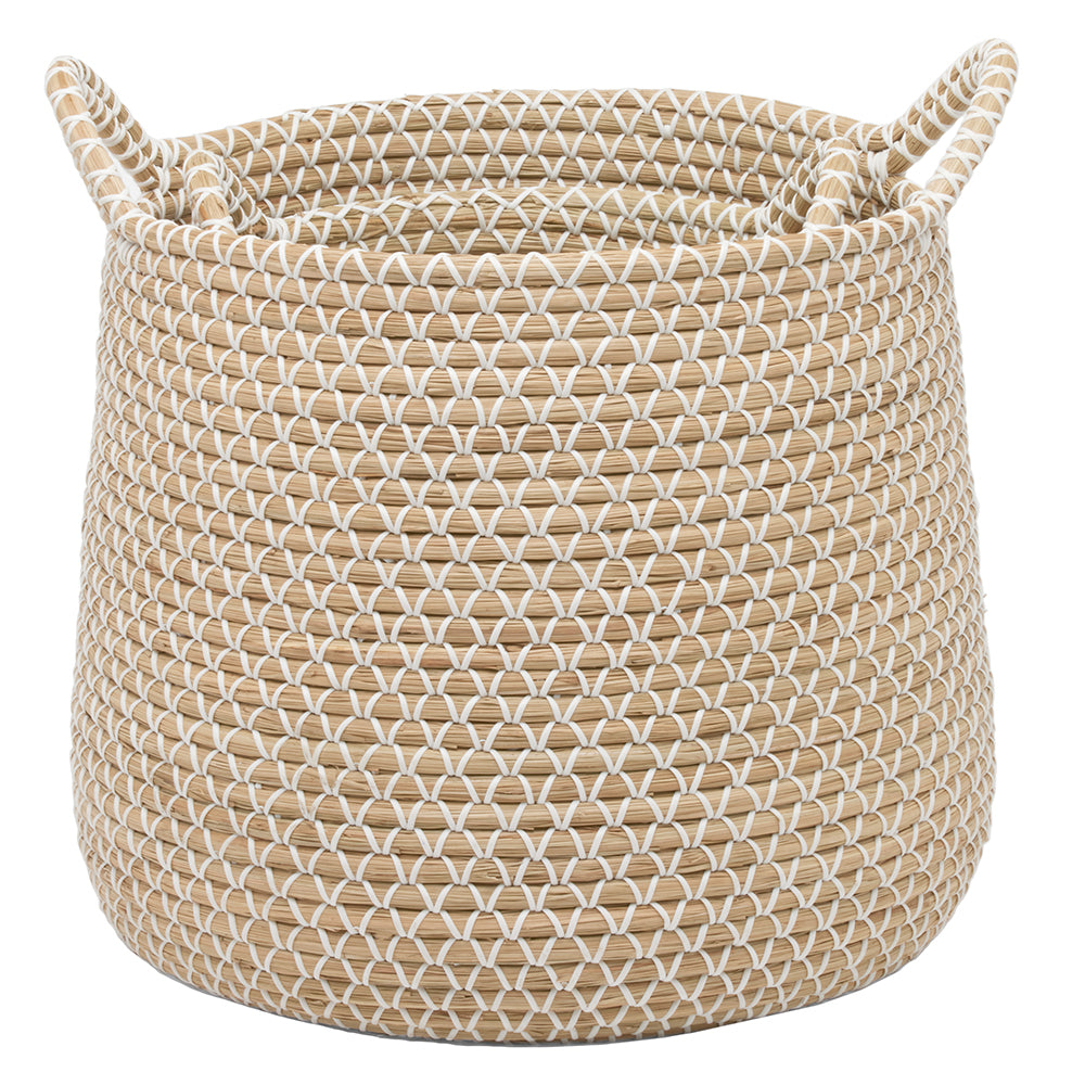 Kendari Natural White/Natural Seagrass Nested Round Baskets Set/2