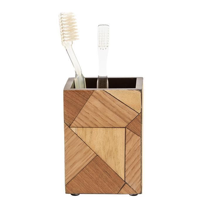 Klim Natural Mosaic Veneer Brush Holder - Thumbnail 2
