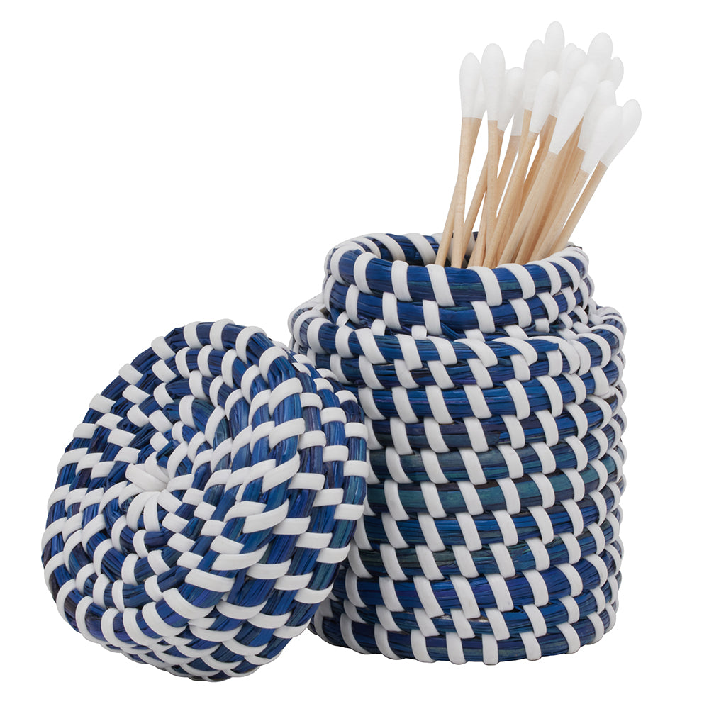 Kythira Seagrass Bathroom Accessories (Navy/White)
