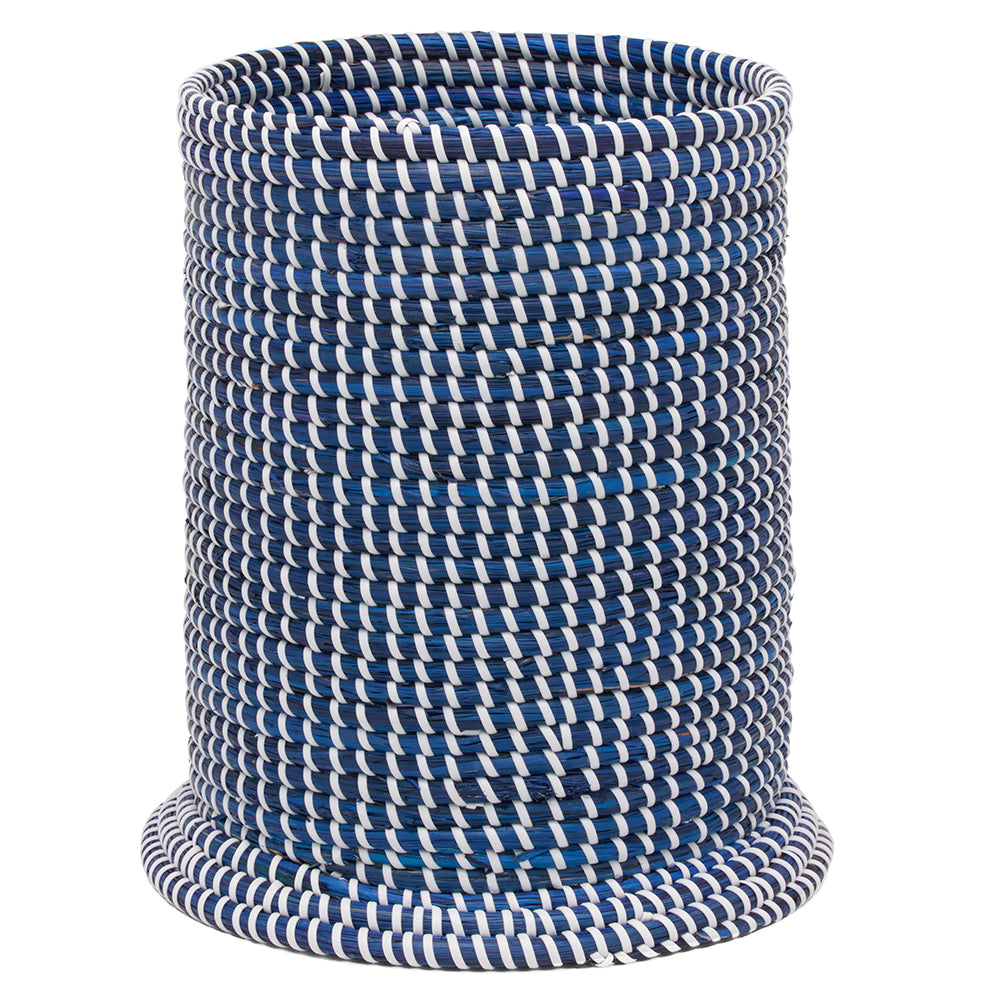 Kythira Seagrass Round Waste Basket (Navy/White)