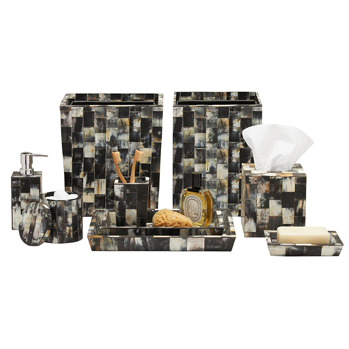Lark Horn Tiled Square Waste Basket (Dark)
