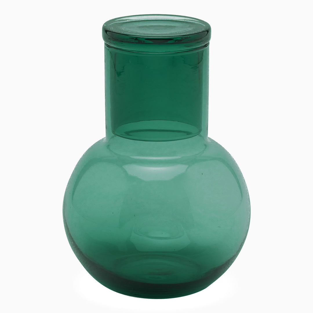 Lausanne Round Hand Blown Glass Carafe (Smokey Green)
