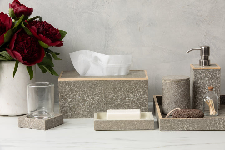 Manchester Faux Shagreen Rectangle Tissue Box (Sand)