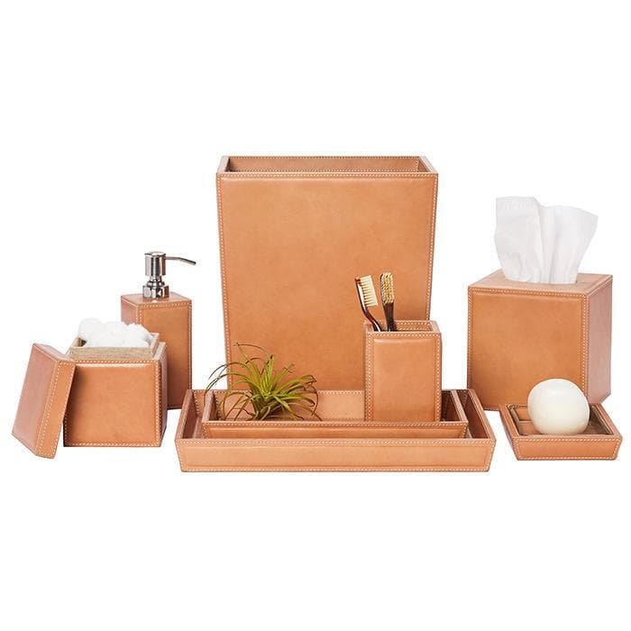Lorient Aged Camel Full-Grain Leather Tray Set/2