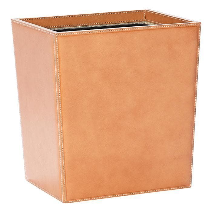 Lorient Aged Camel Full-Grain Leather Rectangle Waste Basket