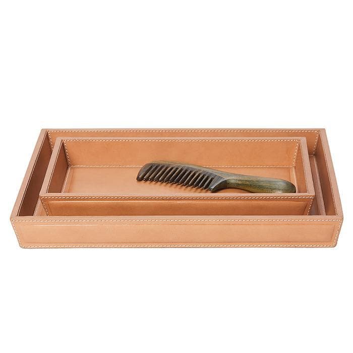 Lorient Aged Camel Full-Grain Leather Tray Set/2