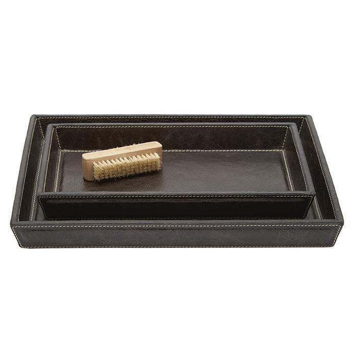 Lorient Charcoal Full Grain Leather Tray Set