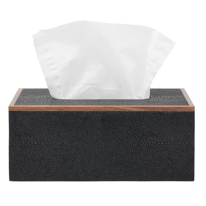 Manchester Faux Shagreen Rectangle Tissue Box (Black)
