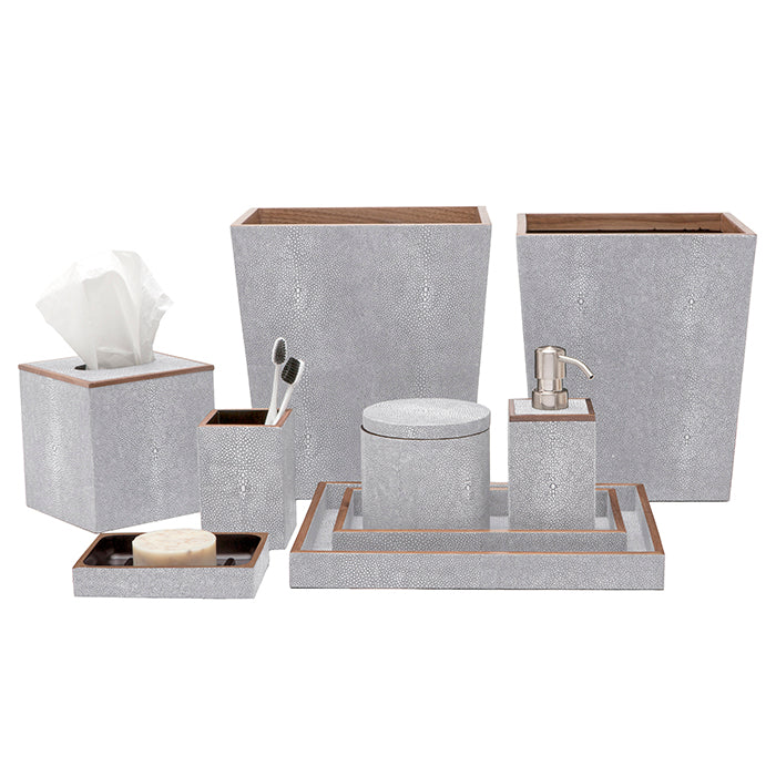 Manchester Faux Shagreen Double Wastebasket  (Ash Gray)