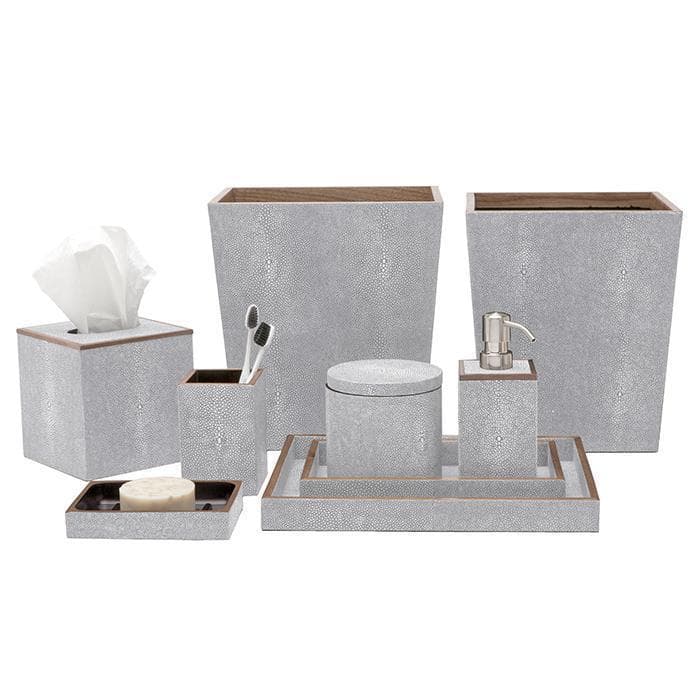 Manchester Faux Shagreen Square Waste Basket (Ash Gray)