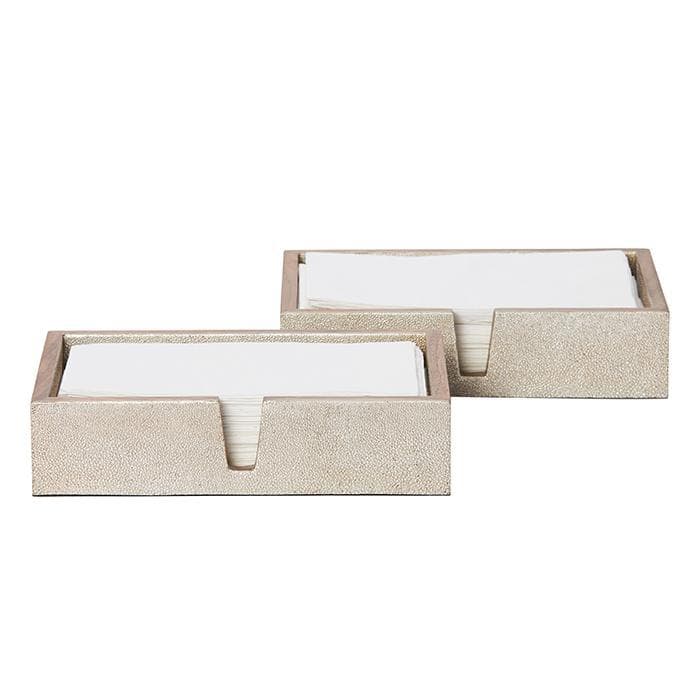 Manchester Faux Shagreen Hand Towel Tray Set/2 (Warm Silver)