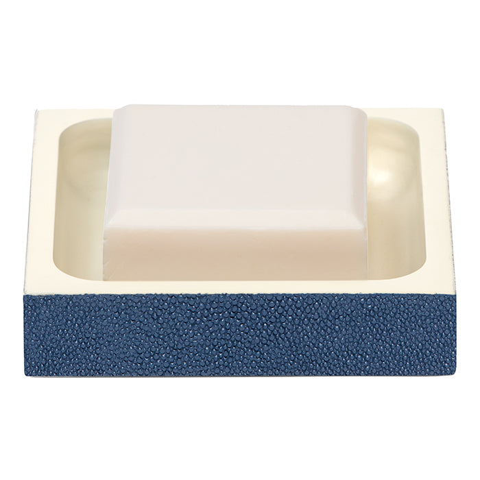 Manchester Faux Shagreen Soap Dish Square (Navy Blue)