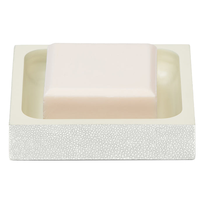Manchester Faux Shagreen Soap Dish Square (Snow)